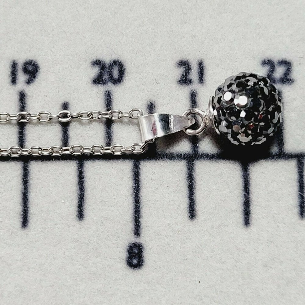 ATI 925 Indonesia Signed Sterling Silver Necklace Gunmetal Shambala Crystal Ball - Picture 9 of 11